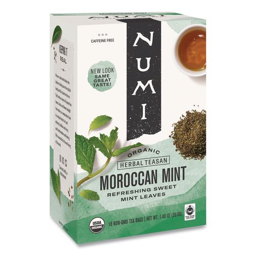 Image of Numi® Organic Teas and Teasans, 1.4 oz Filterbag, Moroccan Mint, 18/Box