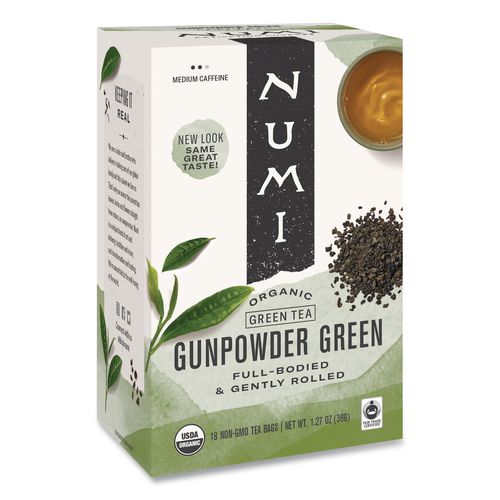 Image of Numi® 10109 Organic Teas And Teasans, 1.27 Oz, Gunpowder Green, 18/box