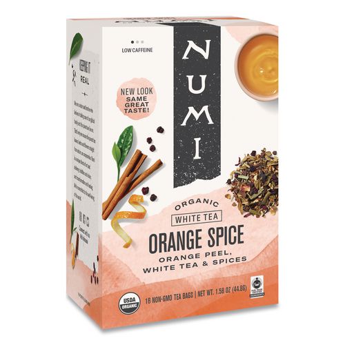 Image of Numi® 10240 Organic Teas And Teasans, 1.58 Oz, White Orange Spice, 16/box