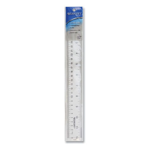 Image of Westcott® 10562 Clear Flexible Acrylic Ruler, Standard/metric, 12" Long, Clear