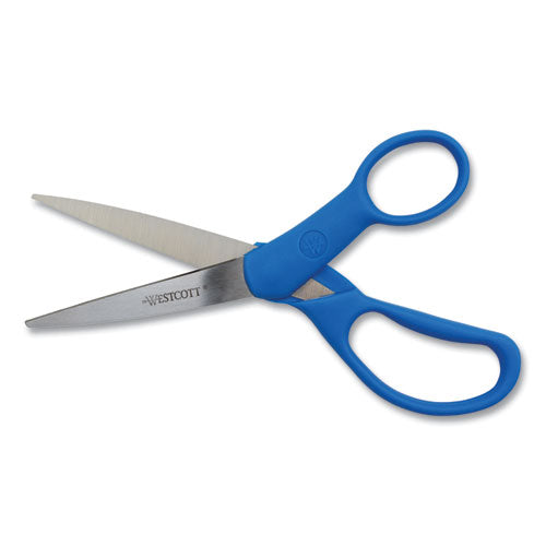 Image of Westcott® 43217 Preferred Line Stainless Steel Scissors, 7" Long, 3.25" Cut Length, Straight Blue Handle