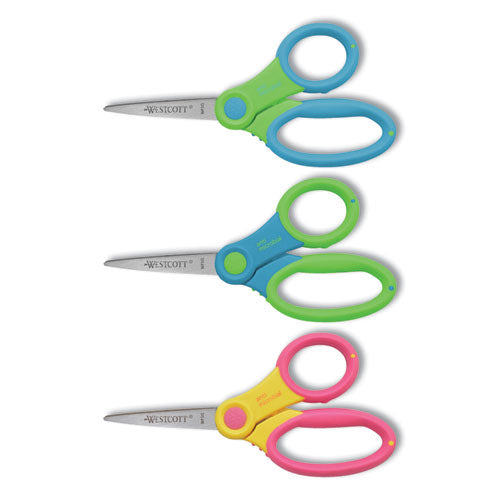Image of Westcott® 14597-200 Ultra Soft Handle Scissors with Antimicrobial Protection, Point Tip, 5" Long, 2" Cut Length, Randomly Assorted Handle Color