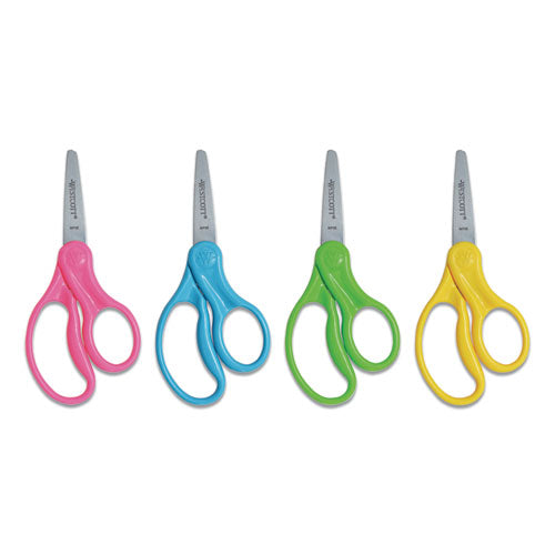 Image of Westcott® 13131 For Kids Scissors, Pointed Tip, 5" Long, 1.75" Cut Length, Straight Handle, Randomly Assorted Handle Color