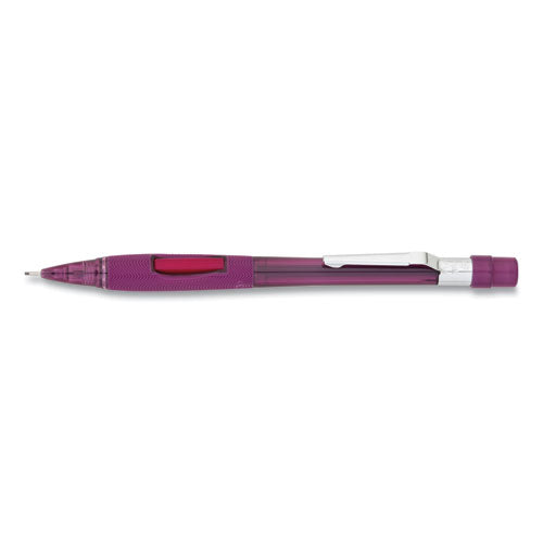 Image of Pentel® PD349TB Quicker Clicker Mechanical Pencil, 0.9 mm, HB (#2), Black Lead, Transparent Burgundy Barrel