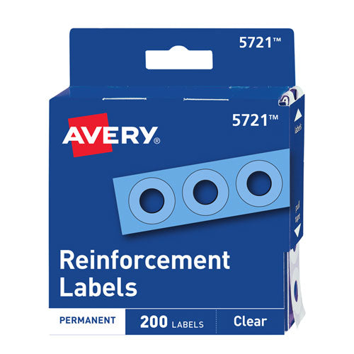 Image of Avery® 05721 Dispenser Pack Hole Reinforcements, 0.25" Dia, Clear, 200/Pack, (5721)