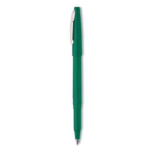 Image of Pentel® R100-D Rolling Writer Rollerball Pen, Stick, Medium 0.8 mm, Green Ink, Green Barrel, Dozen