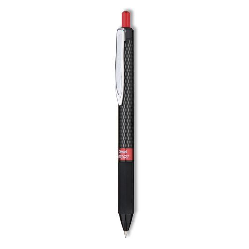 Image of Pentel® K497-B Oh! Gel Pen, Retractable, Medium 0.7 Mm, Red Ink, Black Barrel, Dozen
