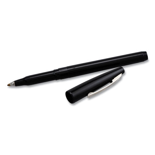 Image of Pentel® R100-A Rolling Writer Rollerball Pen, Stick, Medium 0.8 mm, Black Ink, Black Barrel, Dozen