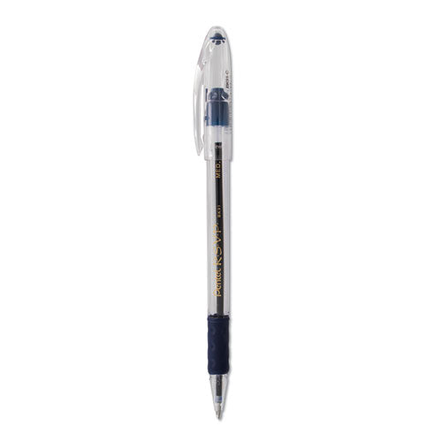 Image of Pentel® BK91-C R.s.v.p. Ballpoint Pen, Stick, Medium 1 Mm, Blue Ink, Clear/blue Barrel, Dozen
