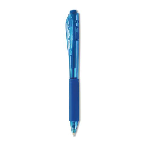 Image of Pentel® BK440-C WOW! Ballpoint Pen, Retractable, Medium 1 mm, Blue Ink, Translucent Blue/Blue Barrel, Dozen