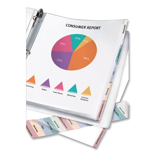 Image of Avery® 74160 Protect 'n Tab Sheet Protectors, 5-Tabs, Heavy-Duty, Side: 3-Hole Punched, Top Load 8.5 x 11 Insert, Clear, 5/Set