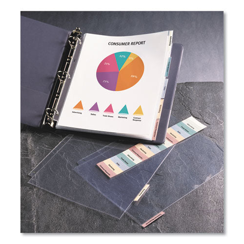 Image of Avery® 74160 Protect 'n Tab Sheet Protectors, 5-Tabs, Heavy-Duty, Side: 3-Hole Punched, Top Load 8.5 x 11 Insert, Clear, 5/Set