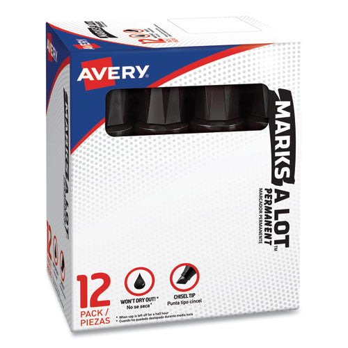 Image of Avery® 24148 Marks A Lot Extra-Large Desk-Style Permanent Marker, Extra-Broad Chisel Tip, Black (24148)
