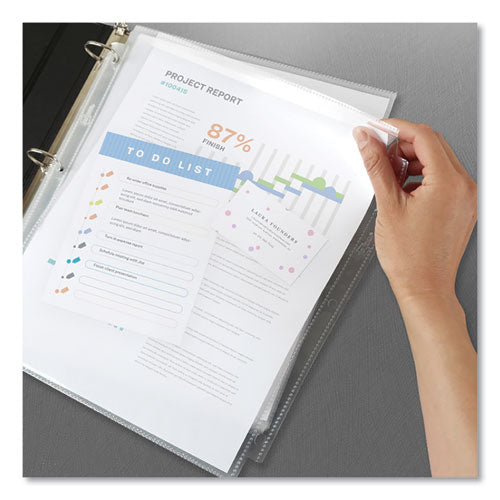 Image of Avery® 76000 Secure Top Super Heavyweight Diamond Clear Sheet Protector, Side: 3-Hole Punched, Top Load 8.5 x 11 Insert, Clear, 25/Pack