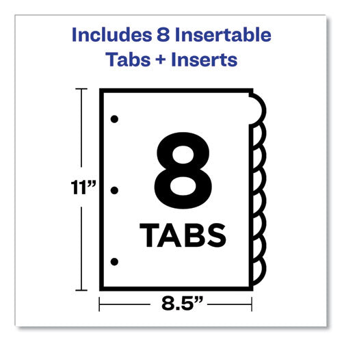 Image of Avery® 11201 Insertable Style Edge Tab Plastic Dividers, 8-Tab, 11 X 8.5, Translucent, 1 Set
