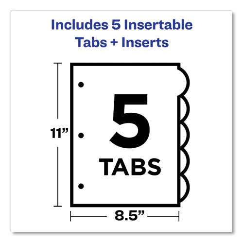 Image of Avery® 11200 Insertable Style Edge Tab Plastic Dividers, 5-Tab, 11 X 8.5, Translucent, 1 Set