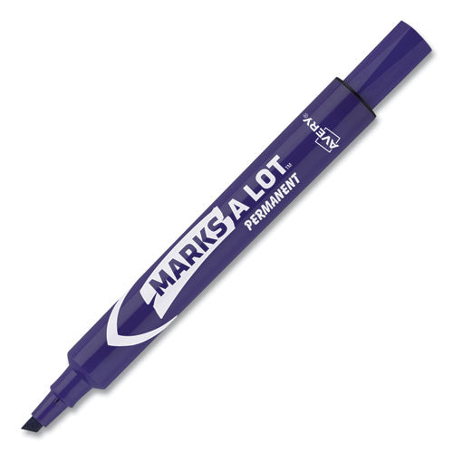Image of Avery® 08884 Marks A Lot Large Desk-Style Permanent Marker, Broad Chisel Tip, Purple, Dozen (8884)