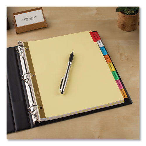 Image of Avery® 11111 Insertable Big Tab Dividers, 8-Tab, Double-Sided Gold Edge Reinforcing, 11" x 8.5", Buff, Assorted Tabs, 1 Set
