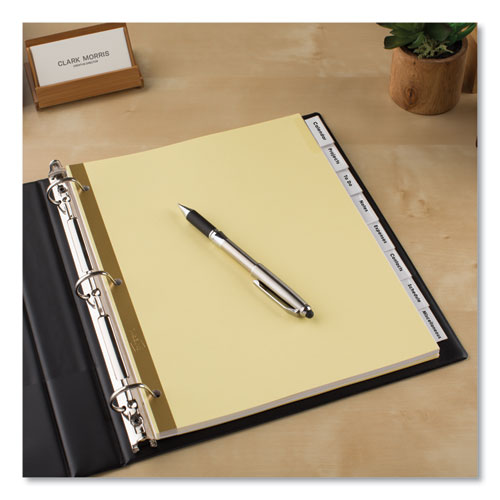 Image of Avery® 11115 Insertable Big Tab Dividers, 8-Tab, Double-Sided Gold Edge Reinforcing, 11 x 8.5, Buff, Clear Tabs, 24 Sets