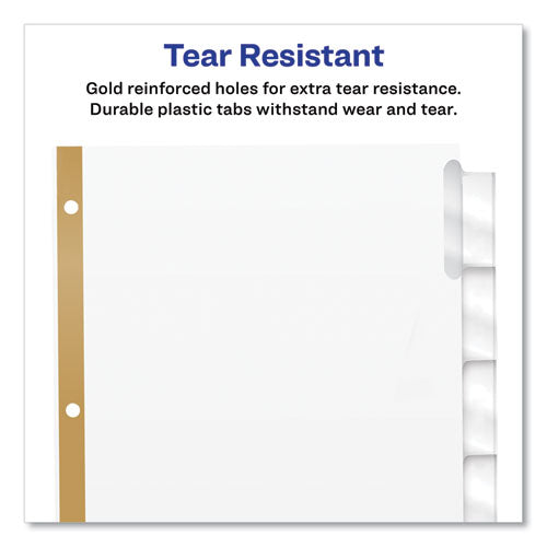 Image of Avery® 11124 Insertable Big Tab Dividers, 8-Tab, Double-Sided Gold Edge Reinforcing, 11 x 8.5, White, Clear Tabs, 1 Set