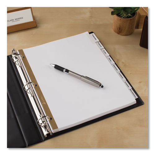 Image of Avery® 11124 Insertable Big Tab Dividers, 8-Tab, Double-Sided Gold Edge Reinforcing, 11 x 8.5, White, Clear Tabs, 1 Set