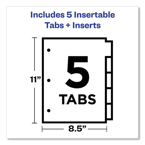 Image of Avery® 11121 Insertable Big Tab Dividers, 5-Tab, Double-Sided Gold Edge Reinforcing, 11 x 8.5, White, Assorted Tabs, 1 Set