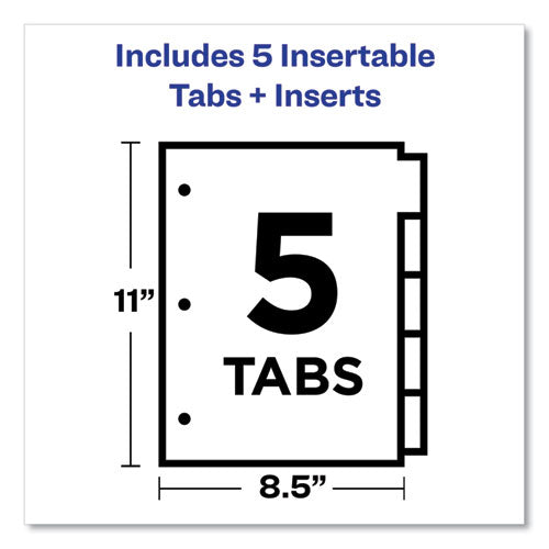 Image of Avery® 11122 Insertable Big Tab Dividers, 5-Tab, Double-Sided Gold Edge Reinforcing, 11 x 8.5, White, Clear Tabs, 1 Set