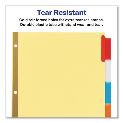 Image of Avery® 11109 Insertable Big Tab Dividers, 5-Tab, Double-Sided Gold Edge Reinforcing, 11 x 8.5, Buff, Assorted Tabs, 1 Set