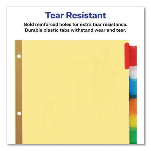 Image of Avery® 11111 Insertable Big Tab Dividers, 8-Tab, Double-Sided Gold Edge Reinforcing, 11" x 8.5", Buff, Assorted Tabs, 1 Set