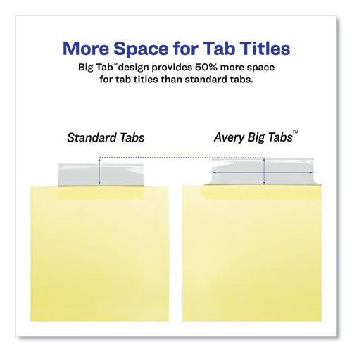 Image of Avery® 11110 Insertable Big Tab Dividers, 5-Tab, Double-Sided Gold Edge Reinforcing, 11 x 8.5, Buff, Clear Tabs, 1 Set