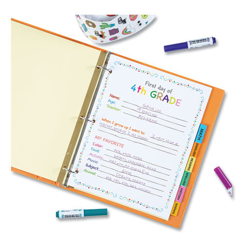 Image of Avery® 11111 Insertable Big Tab Dividers, 8-Tab, Double-Sided Gold Edge Reinforcing, 11" x 8.5", Buff, Assorted Tabs, 1 Set