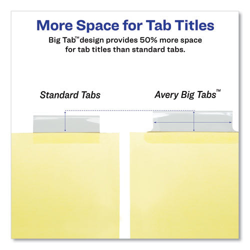 Image of Avery® 11115 Insertable Big Tab Dividers, 8-Tab, Double-Sided Gold Edge Reinforcing, 11 x 8.5, Buff, Clear Tabs, 24 Sets