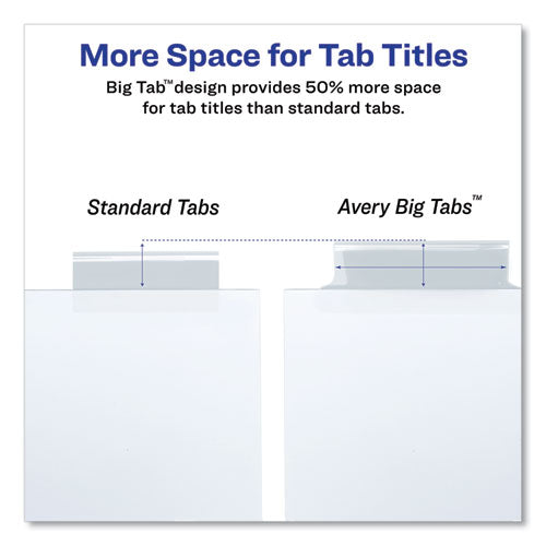 Image of Avery® 11124 Insertable Big Tab Dividers, 8-Tab, Double-Sided Gold Edge Reinforcing, 11 x 8.5, White, Clear Tabs, 1 Set