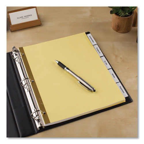 Image of Avery® 11113 Insertable Big Tab Dividers, 5-Tab, Double-Sided Gold Edge Reinforcing, 11 x 8.5, Buff, Clear Tabs, 24 Sets