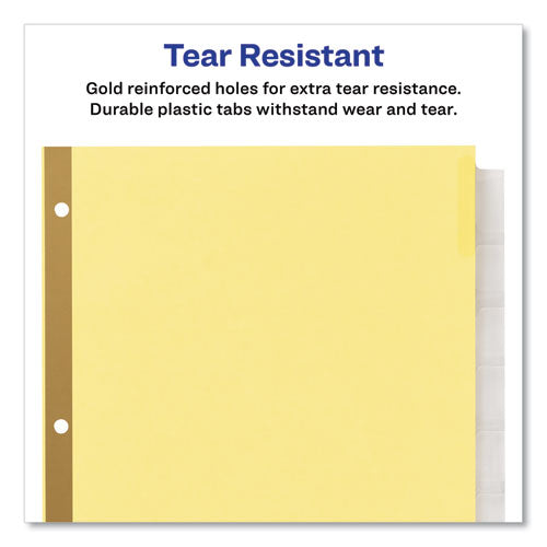 Image of Avery® 11115 Insertable Big Tab Dividers, 8-Tab, Double-Sided Gold Edge Reinforcing, 11 x 8.5, Buff, Clear Tabs, 24 Sets