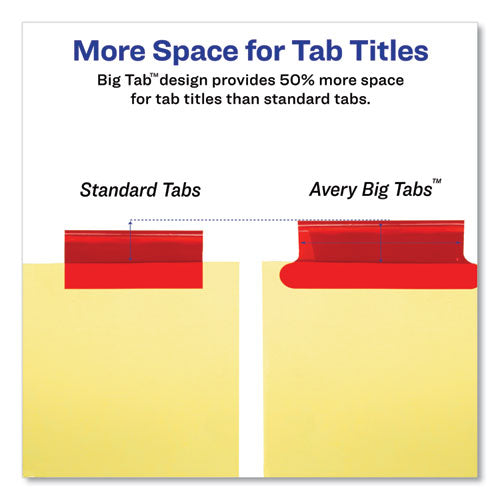 Image of Avery® 11111 Insertable Big Tab Dividers, 8-Tab, Double-Sided Gold Edge Reinforcing, 11" x 8.5", Buff, Assorted Tabs, 1 Set