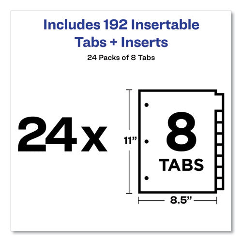 Image of Avery® 11115 Insertable Big Tab Dividers, 8-Tab, Double-Sided Gold Edge Reinforcing, 11 x 8.5, Buff, Clear Tabs, 24 Sets