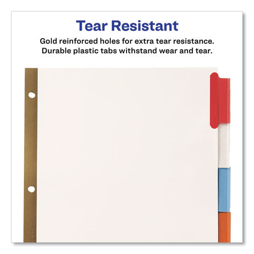 Image of Avery® 11123 Insertable Big Tab Dividers, 8-Tab, Double-Sided Gold Edge Reinforcing, 11 x 8.5, White, Assorted Tabs, 1 Set