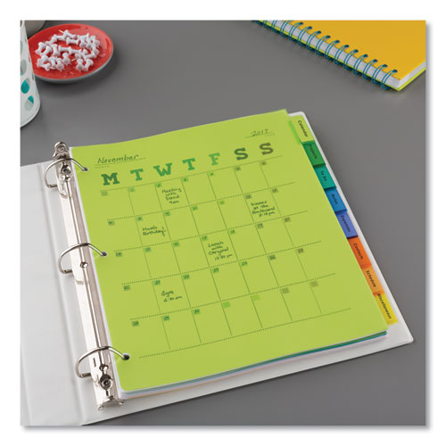 Image of Avery® 11901 Insertable Big Tab Plastic Dividers, 8-Tab, 11 X 8.5, Assorted, 1 Set