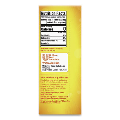 Image of Lipton® TJL00291 Tea Bags, Black, 100/Box