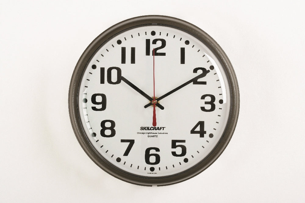 Image of SKILCRAFT® Electric Wall Clock, Slimline Plastic Frame, 9.25" Diameter