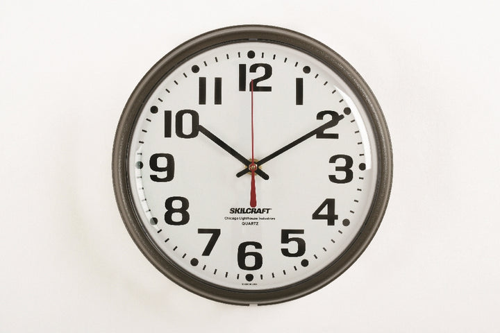Image of SKILCRAFT® Electric Wall Clock, Slimline Plastic Frame, 9.25" Diameter