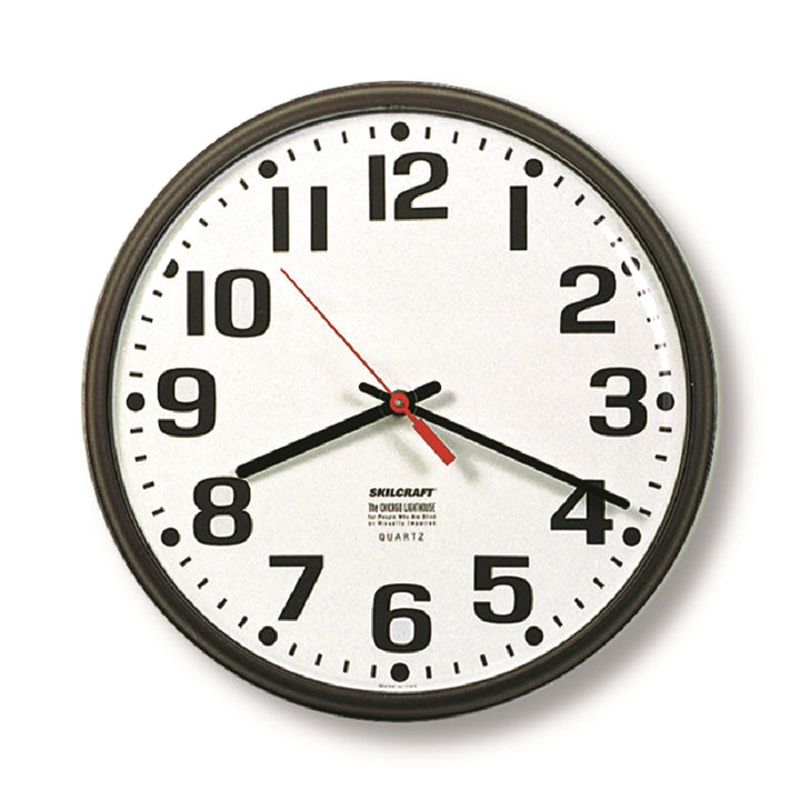 Image of SKILCRAFT® Electric Wall Clock, Slimline Plastic Frame, 12.75" Diameter