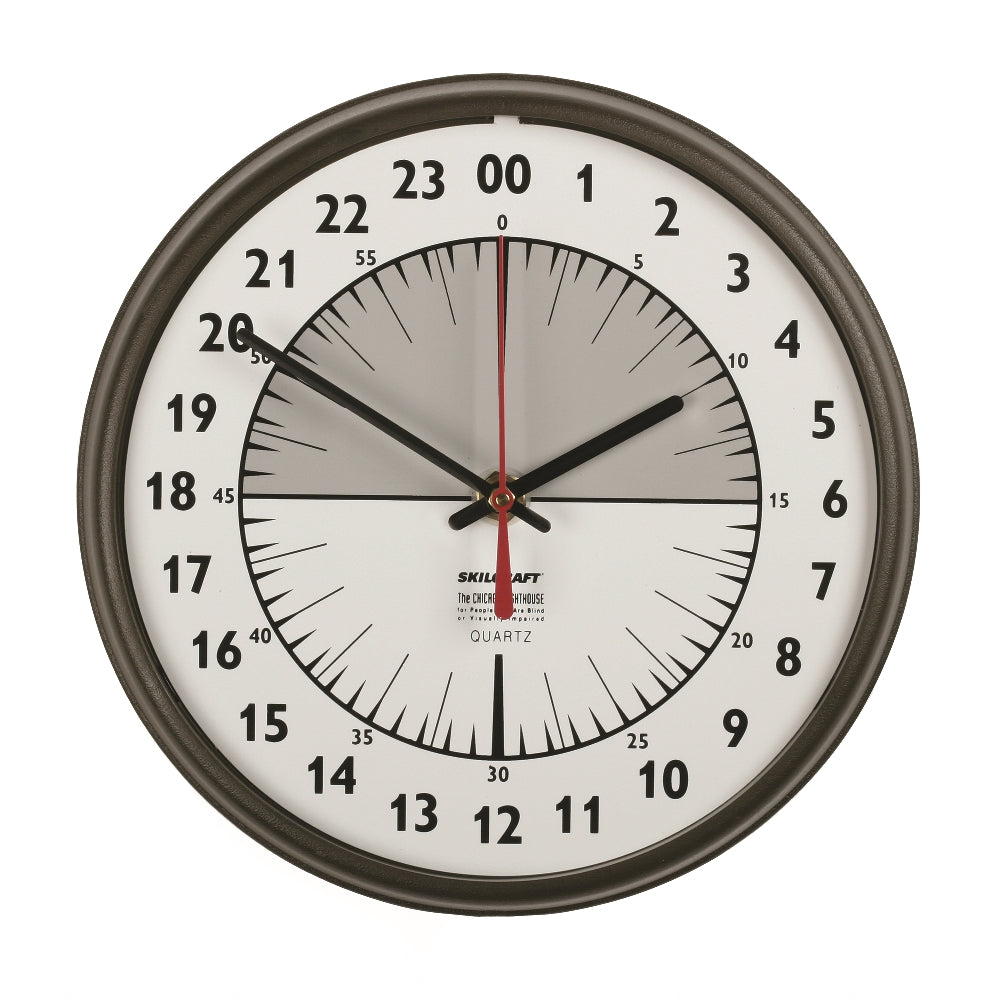 Image of SKILCRAFT® Quartz Wall Clock, 24-Hour Slimline, Plastic Frame, 9.25" Diameter