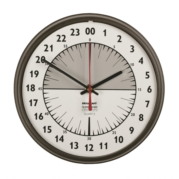 Image of SKILCRAFT® Quartz Wall Clock, 24-Hour Slimline, Plastic Frame, 9.25" Diameter