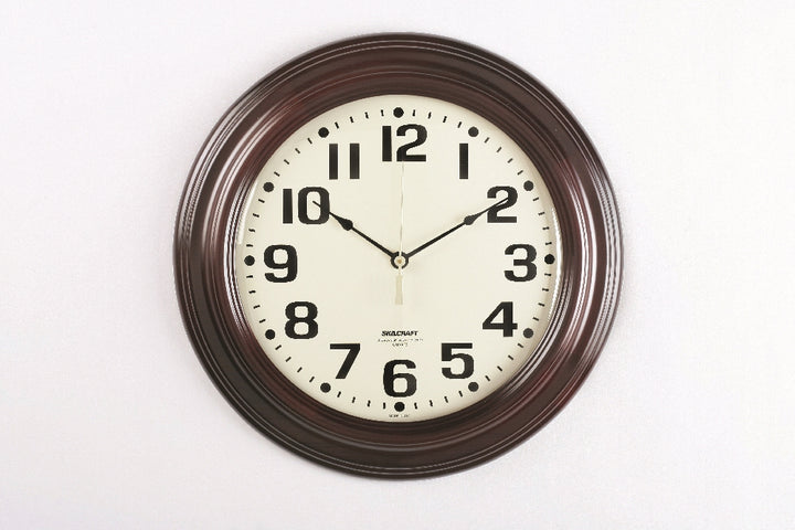 Image of SKILCRAFT® Quartz Wall Clock, Hardwood Round Frame, Mahogany Case/White Face, Case of 5