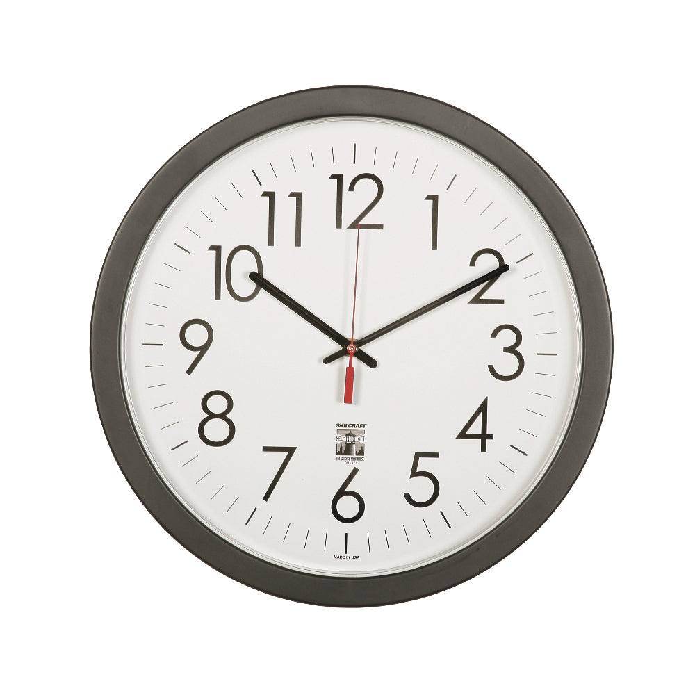 Image of SKILCRAFT® Self-Set Wall Clock, Plastic Contemporary Frame, 14.5" Diameter