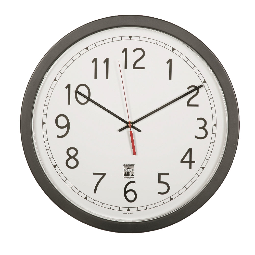 Image of SKILCRAFT® Self-Set Wall Clock, Plastic Contemporary Frame, 16.5" Diameter