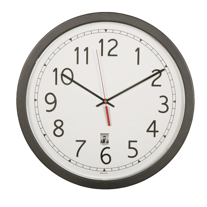 Image of SKILCRAFT® Self-Set Wall Clock, Plastic Contemporary Frame, 16.5" Diameter