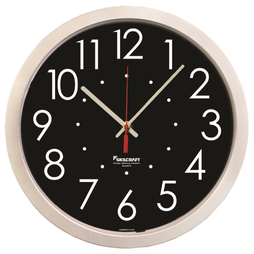 Image of SKILCRAFT® High Contrast Quartz Wall Clock, 14.5" Diameter